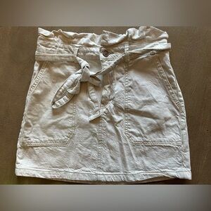 Free People Splendor In The Grass Skirt Paper Bag Cotton Linen Oatmeal Size 10